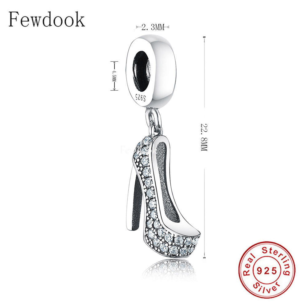 925 Sterling Silver Cute Lipstick Shoes Pendant Beads Fit Original Pandora Charms Bracelet Necklace DIY Jewelry Making Women Berloque