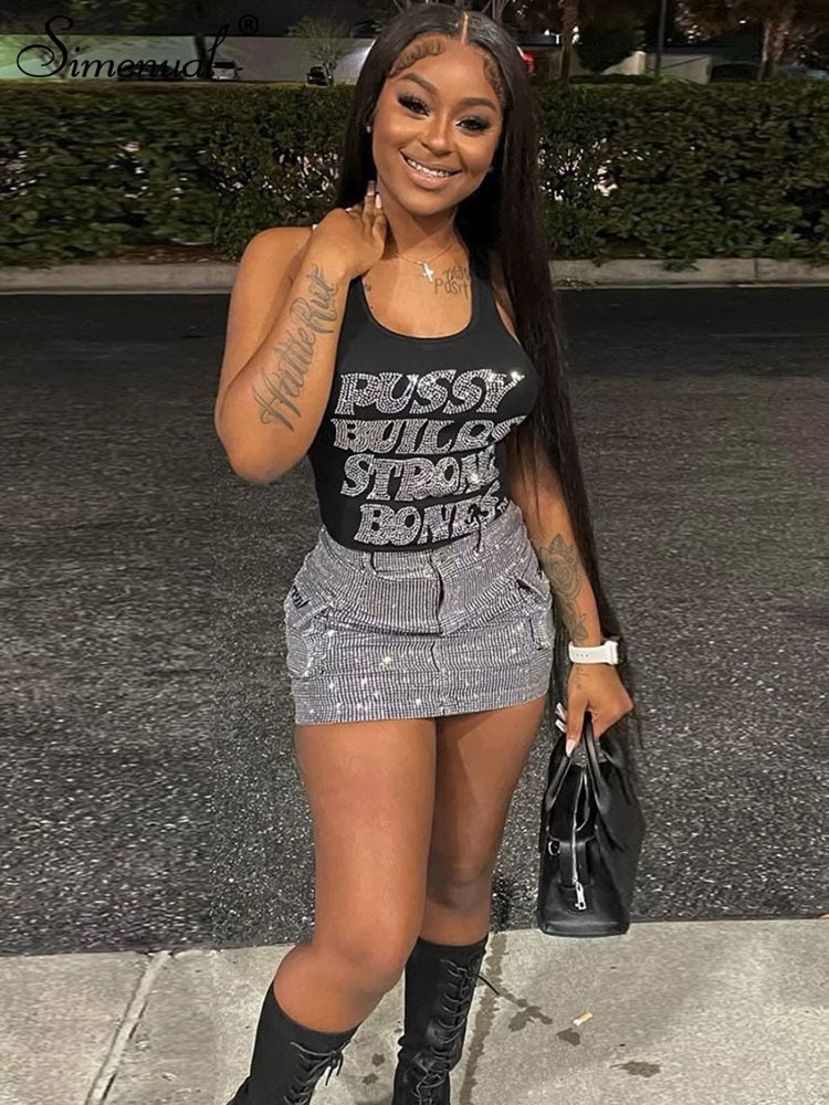 Simenual Diamonds Casual Simple T-shirt Women Harajuku Skinny High Street Outwear Hipster Tank Tops Sexy Hollow Out Vest Baddie, Black
Simenual Diamonds Casual Simple T-shirt Women Harajuku Skinny High Street Outwear Hipster Tank Tops Sexy Hollow Out Vest Baddie, Black