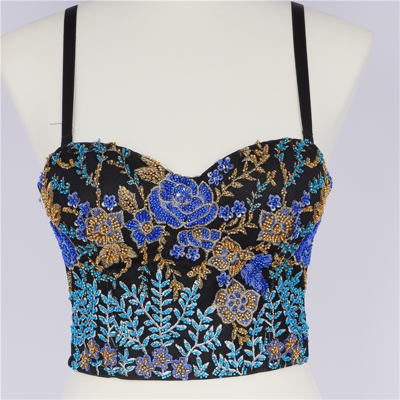 Outer Backless Sexy Camisole Female Tube Top Slim Stretch Beading Embroidered Underwear Bras Fashion Performance Clothing Y1145 220316