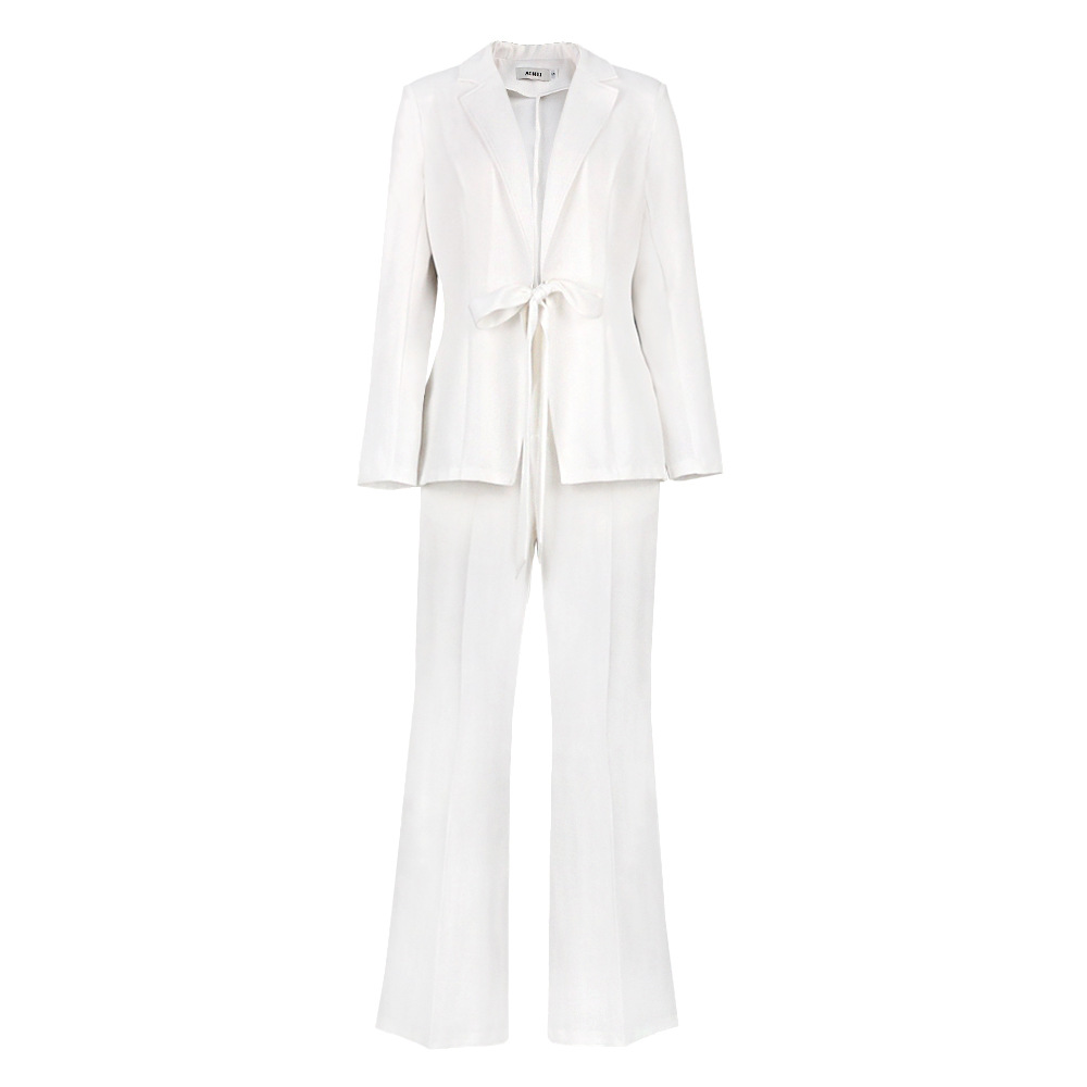 Simple White Lady Wedding Suits Long Sleeve Slim Fit Bride Outfits Evening Party Wedding Wear