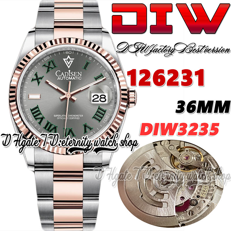 DIWF diw126231 SA3235 Automatic Mens Watch 36 Two Tone Rose Gold Fluted Bezel Gray Dial Green Roman Markers 904L Oystersteel Bracelet Super Edition eternity Watches, Watch waterproof cost
DIWF diw126231 SA3235 Automatic Mens Watch 36 Two Tone Rose Gold Fluted Bezel Gray Dial Green Roman Markers 904L Oystersteel Bracelet Super Edition eternity Watches, Watch waterproof cost