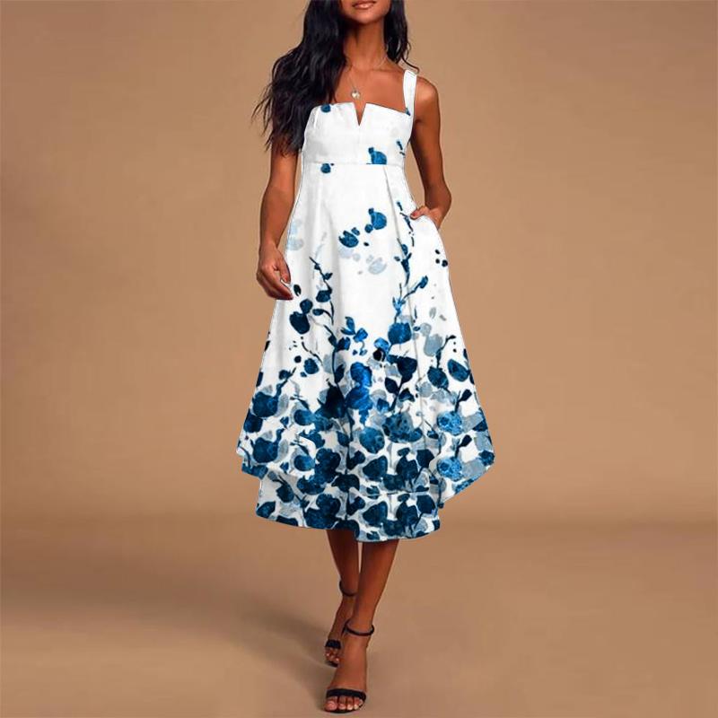 Casual Dresses Women Summer For 2022 Trendy Midi Evening Dress Floral Print Sleeveless V Neck Ruffle With Pocket In DressesCasual, Blue
Casual Dresses Women Summer For 2022 Trendy Midi Evening Dress Floral Print Sleeveless V Neck Ruffle With Pocket In DressesCasual, Blue