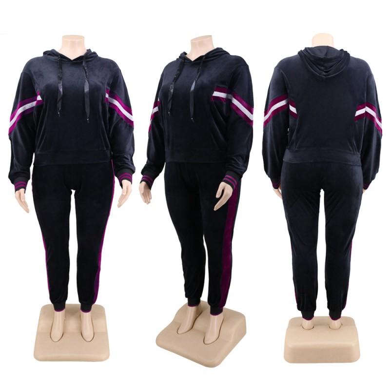 Women's Two Piece Pants Autumn And Winter Classic Velvet Cloth Plus Size Two-piece Women's Hooded Long-sleeved Top Casual Suit --5, Black
Women's Two Piece Pants Autumn And Winter Classic Velvet Cloth Plus Size Two-piece Women's Hooded Long-sleeved Top Casual Suit --5, Black