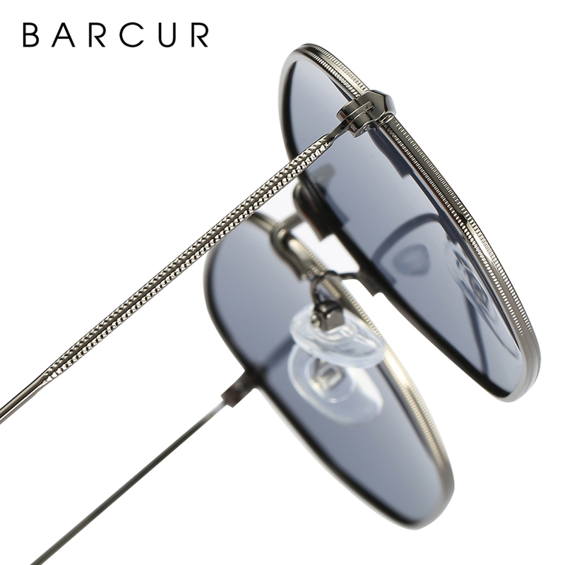 BARCUR Classic Retro Reflective Sunglasses Man Hexagon Metal Frame Eyewear Sun Glasses With Box DS gafas 220513