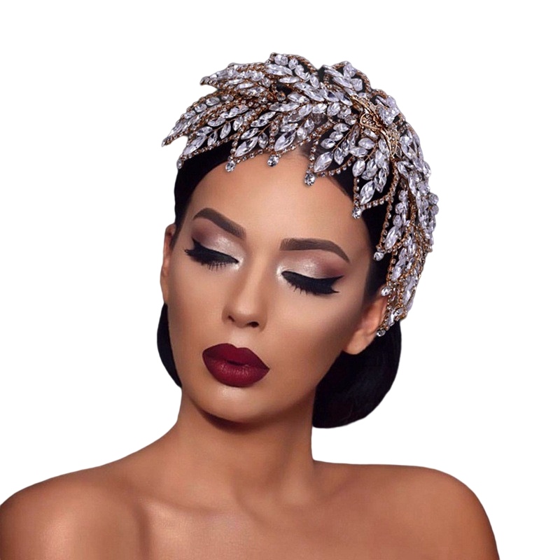 sparkly Gold Bridal Hair Band Tiara Baroque Crystal Bridal Headwear Crown Rhinestone with Wedding Jewelry Hair Accessories Diamond Bridal Crowns Headp