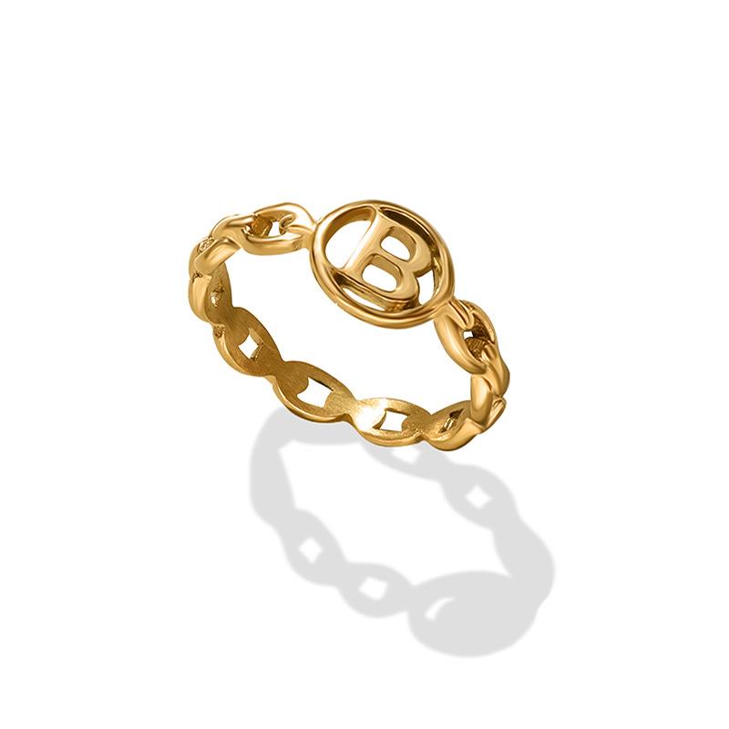 Clip-on & Screw Back European And American Hip Hop Style Letter B Cross Chain Ring For Women Luxury Temperament Titanium Steel Plated 18K Go
Clip-on & Screw Back European And American Hip Hop Style Letter B Cross Chain Ring For Women Luxury Temperament Titanium Steel Plated 18K Go