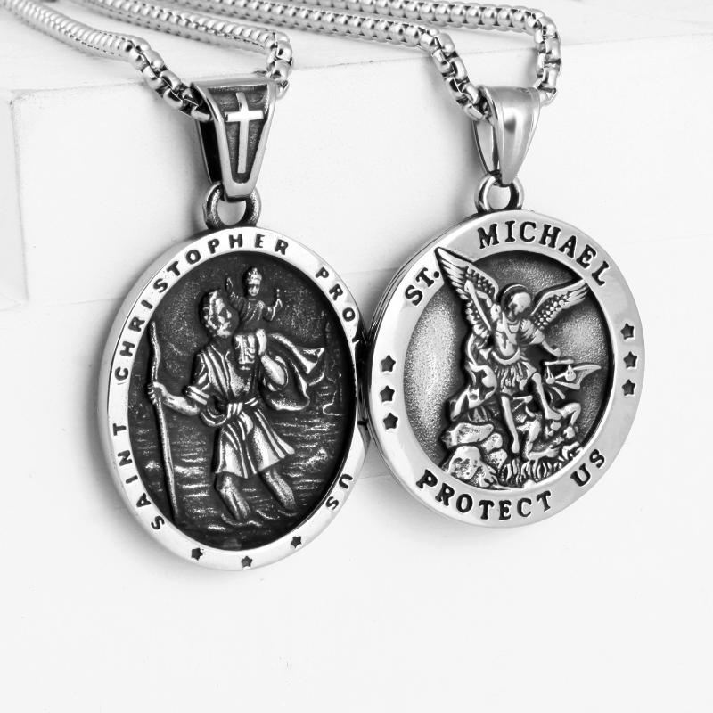 Pendant Necklaces Temperament Classic Saint Christopher Necklace Women Men 316L Stainless Steel Angle Ancient JewelryPendant
Pendant Necklaces Temperament Classic Saint Christopher Necklace Women Men 316L Stainless Steel Angle Ancient JewelryPendant