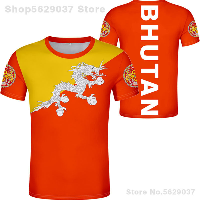 Bhutan T Shirt Free Custom Made Name Number Btn Country T-shirt Bt Black Nation Flag Kingdom Diy Red College Print Po Clothes 220702