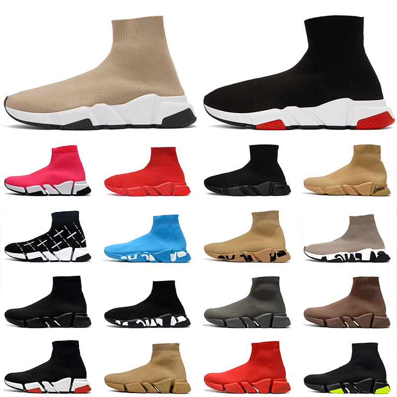 

fashion men women 2.0 sock running causal shoes balengascia platform high boot designers clear sole volt sneakers trainers triple black white beige tennis off shoe, D21 all red 36-45