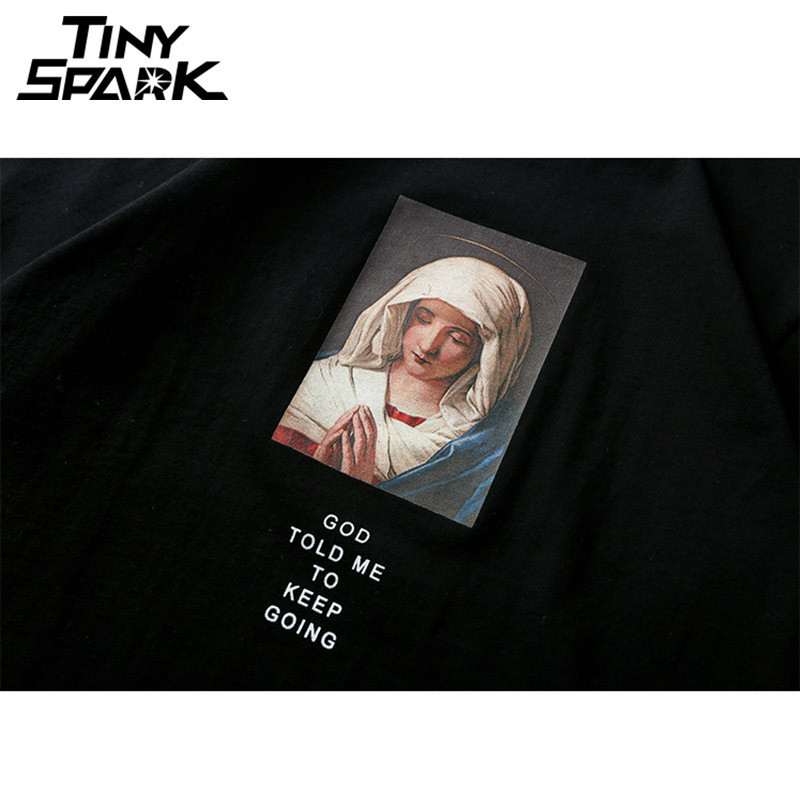Summer Mens T Shirts Virgin Mary Printed Casual Short Sleeve TShirt Cotton Hip Hop Tops Tee Fashion Streetwear Tshirt 220608