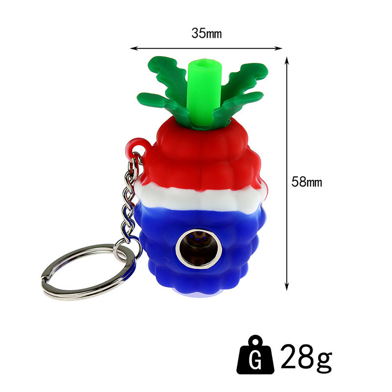 

Novelty 2.2 Inches Mini Pineapple Silicone Hand Pipe With Keychain And Metal Screen Three Colors Pipes