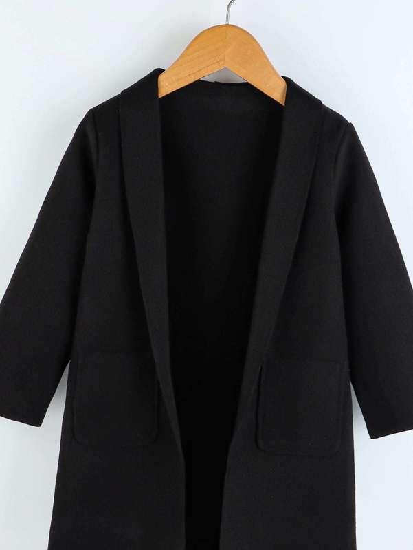 Toddler Boys Pocket Patched Open Front Overcoat SHE