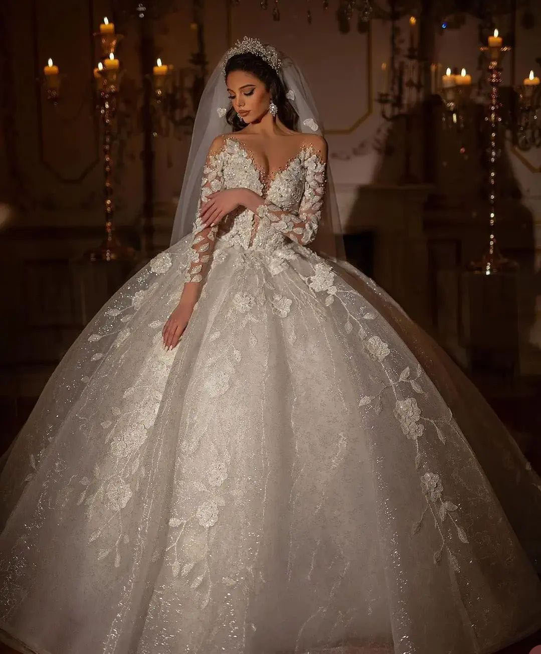 urious Ball Gown Dresses Sexy V Neck Off Shoulder Strapless Long Sleeves Appliques Beaded Sequins Lace or Length Bridal Ruffles Made Wedding Gowns