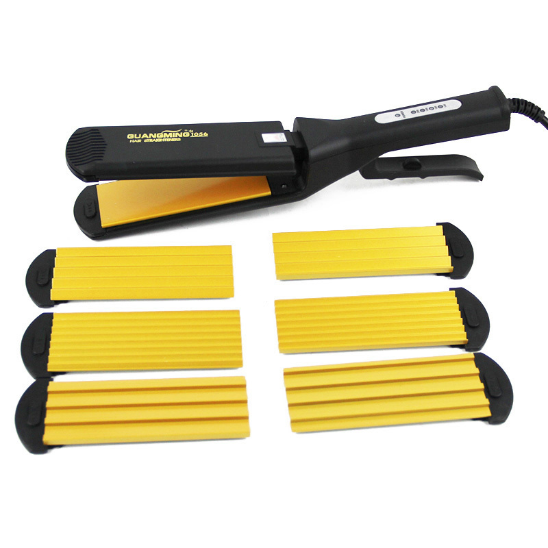 4-in-1 Women Interchangeable Plates Hair Straightener Crimping Iron Crimper Hair Styling Tool deep wave Straightening Iron 220623