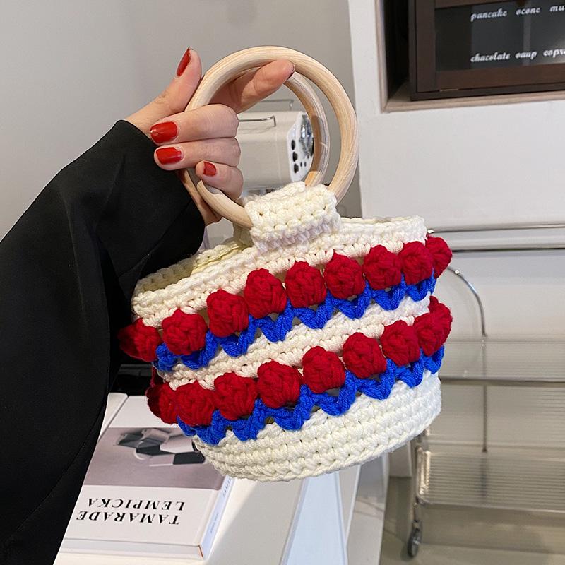 Evening Bags Vintage Round Wood Handle Woven Bag Women Wool Knitting Handbags Floral Hand Ladies Casual Shopping Basket Designer, Yellow
Evening Bags Vintage Round Wood Handle Woven Bag Women Wool Knitting Handbags Floral Hand Ladies Casual Shopping Basket Designer, Yellow