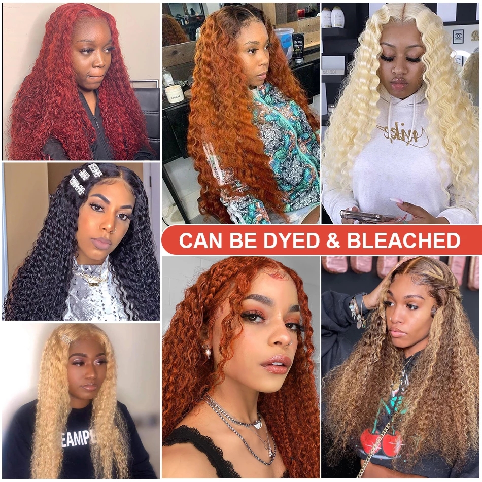 36 Inch Long Loose Deep Wave Brazilian Human Hair Wigs Transparent Synthetic Curly Lace Front Wig For Women
