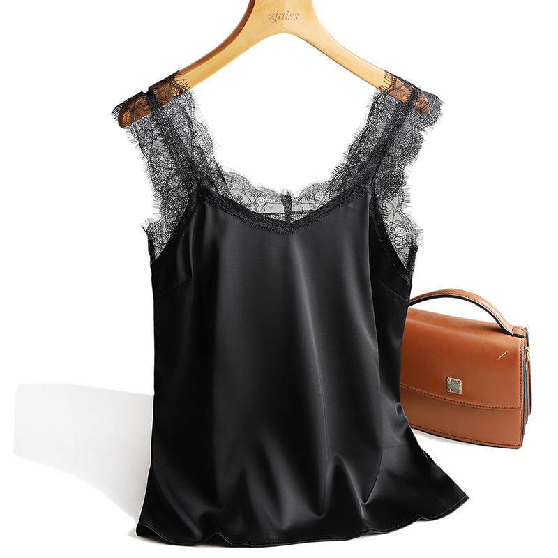 Sexy Lace Tank Tops Women Silk Sleeveless V Neck Womens Camisole Halte Top Feminino Slim White Summer Woman Clothe 220325