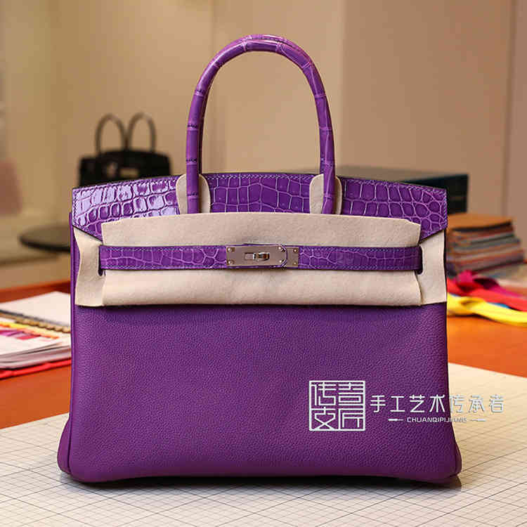 Designer Birkins Bags women's Togo spell crocodile skin purple touch30cm silver buckle leather handbag, 25cm silver buckle
Designer Birkins Bags women's Togo spell crocodile skin purple touch30cm silver buckle leather handbag, 25cm silver buckle