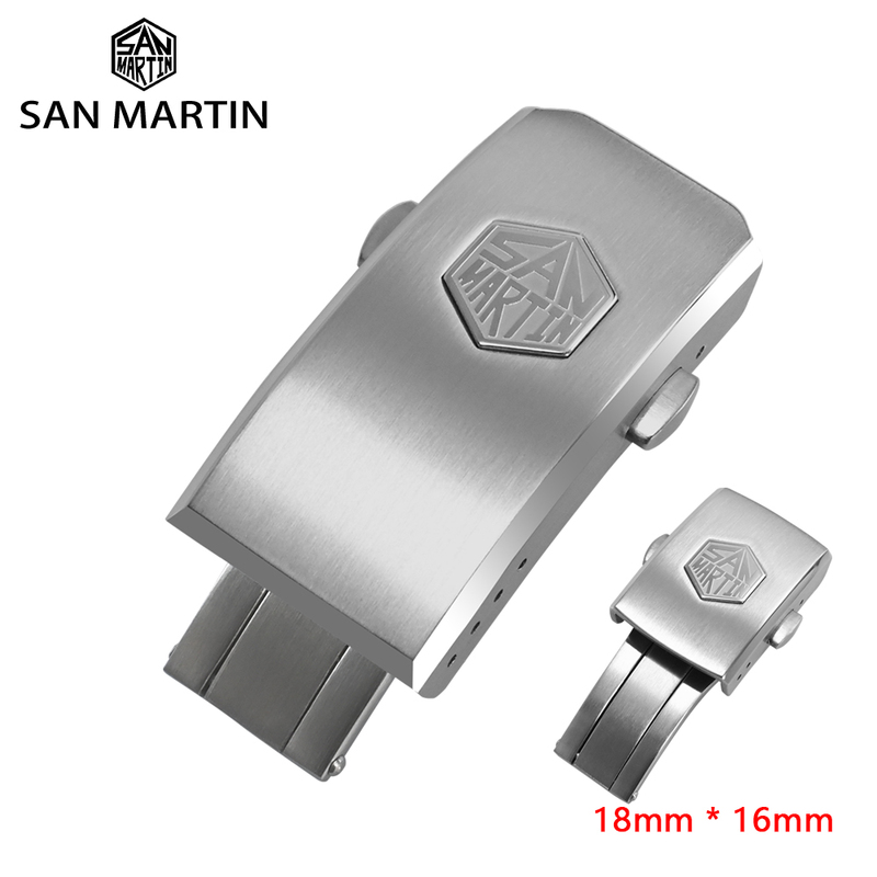 San Martin Watch Bracelet Clasp 2 4 Micro Adjustment Hole Suitable For 18 16mm Universal Size Buckle 316L Folding 220617