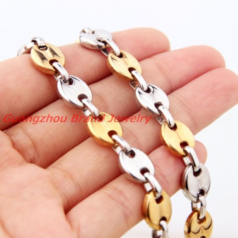 Chains High Quality Silver Gold Color Coffee Bean Beads Jewelry For Mens And Womens 9mm Stainless Steel Chain Link Xmas GiftChains
Chains High Quality Silver Gold Color Coffee Bean Beads Jewelry For Mens And Womens 9mm Stainless Steel Chain Link Xmas GiftChains