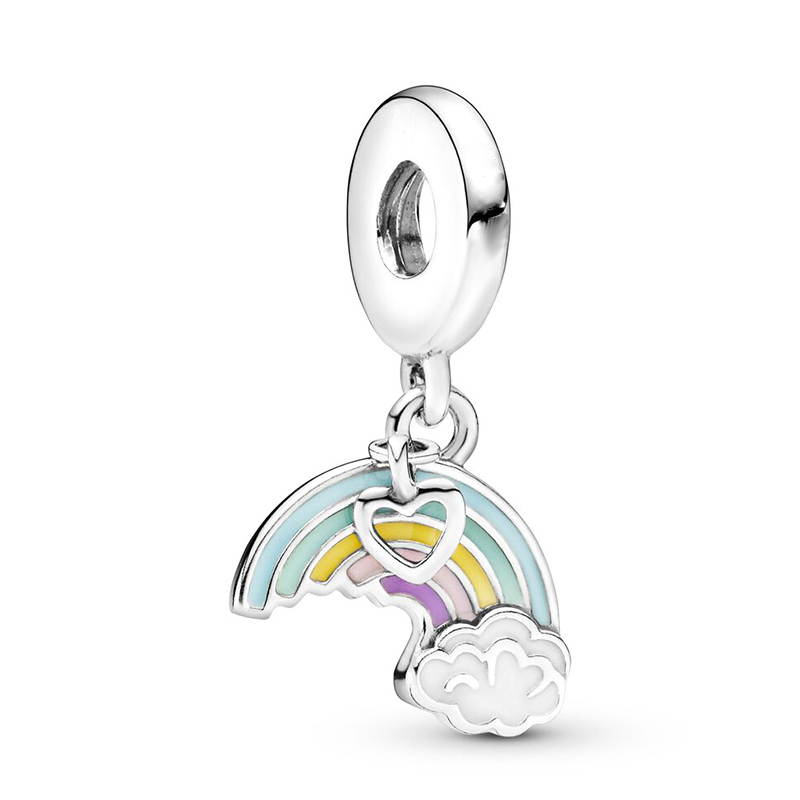 New Popular 925 Sterling Silver Special Offer Pendant Fashion Rainbow Love Charm Pendant Beads Suitable For Bracelet Ladies Jewelry DIY Making