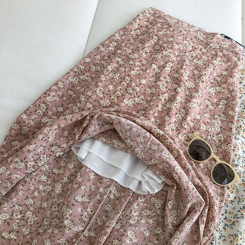 Gagarich Woman Skirt Summer Korean Ins Fashion Temperament Gentle Vintage Floral Slim Versatile High Waist Female Skirt 220701