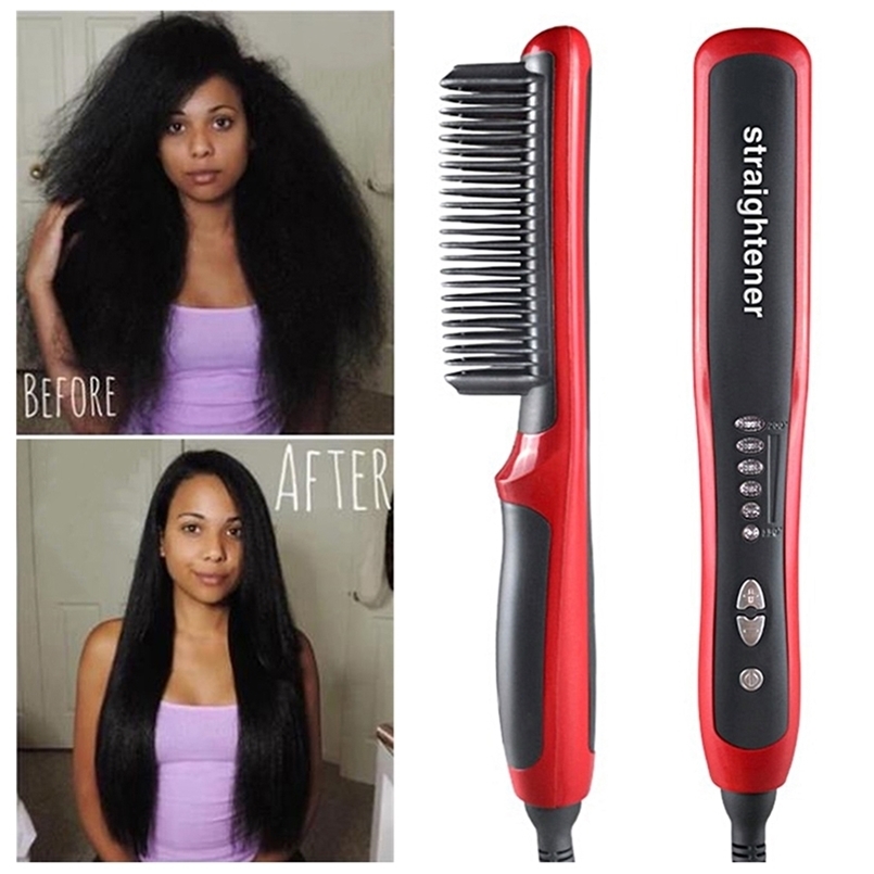 Multifunctional Hair Straightener Comb Anti-Scald Straightening Brush Fast Heating 220623