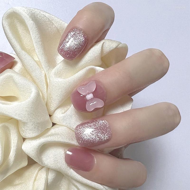 False Nails 24PCS Glitter Fake Pink Bow Inlaid Full Cover Nail Kits For Daily Use Finished Piece With Jelly Gel/Glue DIN889 Prud22, Jelly glue model
False Nails 24PCS Glitter Fake Pink Bow Inlaid Full Cover Nail Kits For Daily Use Finished Piece With Jelly Gel/Glue DIN889 Prud22, Jelly glue model
