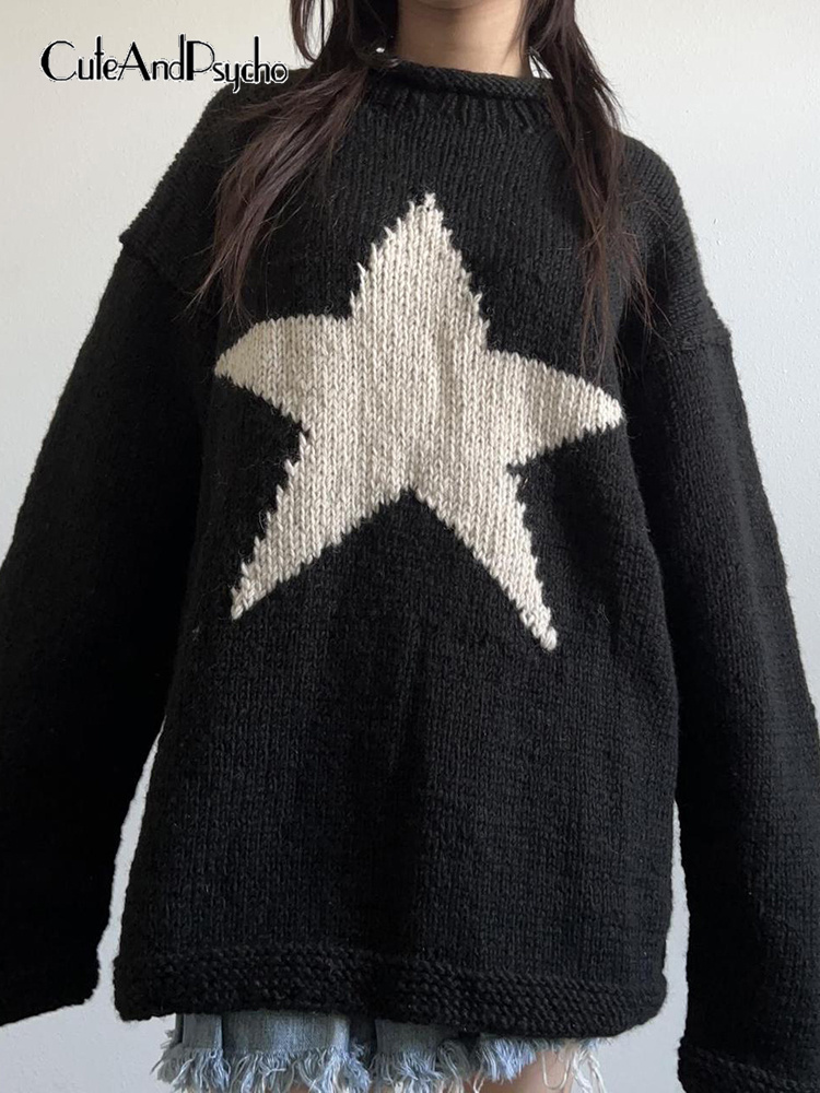Cuteandpsycho Harajuku Star Patchwork Sweater 90s Vintage Y2K Cute Knit Oneck Pullovers Casual Autumn Women Clothes Streetwear 220816, As photo
Cuteandpsycho Harajuku Star Patchwork Sweater 90s Vintage Y2K Cute Knit Oneck Pullovers Casual Autumn Women Clothes Streetwear 220816, As photo