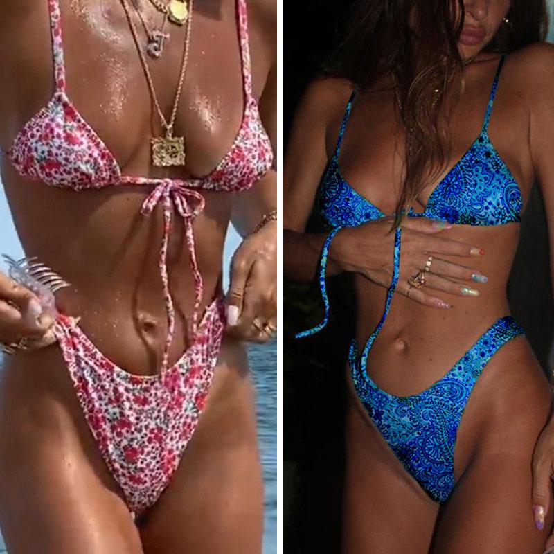Women' Swimwear Sexy Micro Bikinis Women 2022 Floral Print String Swimsuit High Cut Bikini Set Summer Beach Wear Thong Bathing Suit, Sky blue
Women' Swimwear Sexy Micro Bikinis Women 2022 Floral Print String Swimsuit High Cut Bikini Set Summer Beach Wear Thong Bathing Suit, Sky blue