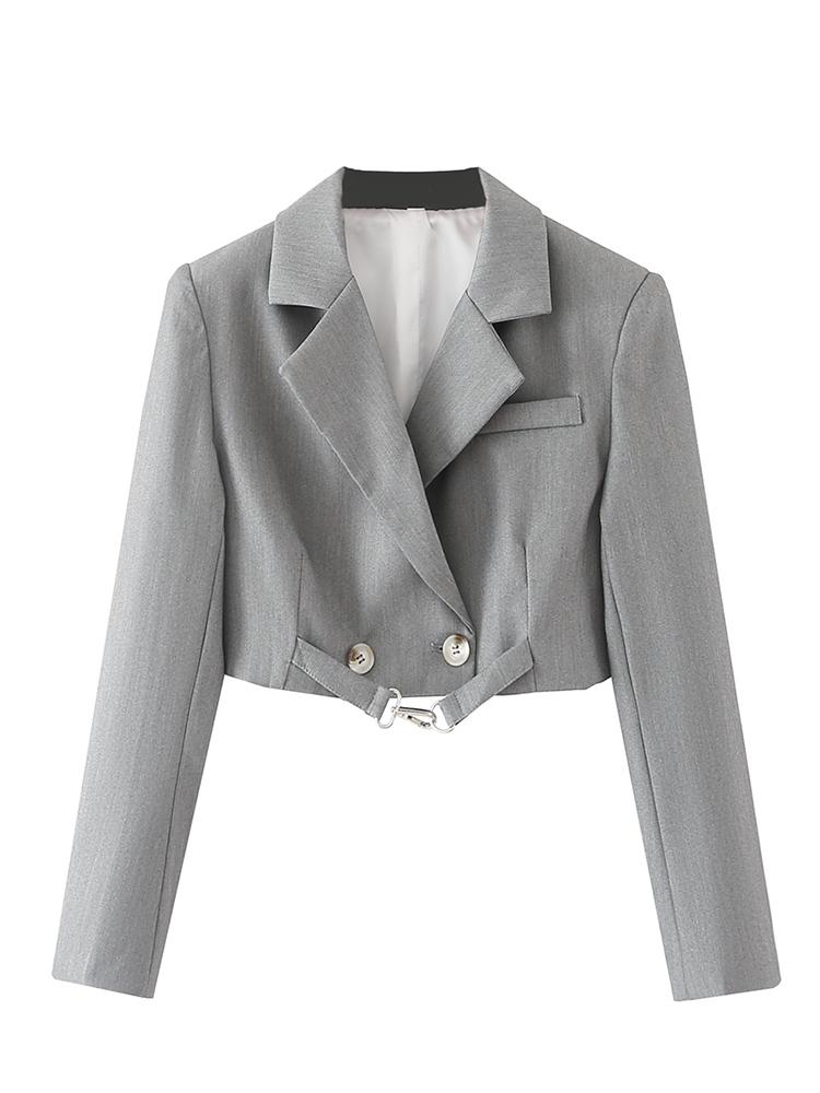 Women' Suits & Blazers Autumn Women Gray Crop Blazer Coat Vintage Long Sleeve Office Female Elegant Suit JacketWomen
Women' Suits & Blazers Autumn Women Gray Crop Blazer Coat Vintage Long Sleeve Office Female Elegant Suit JacketWomen