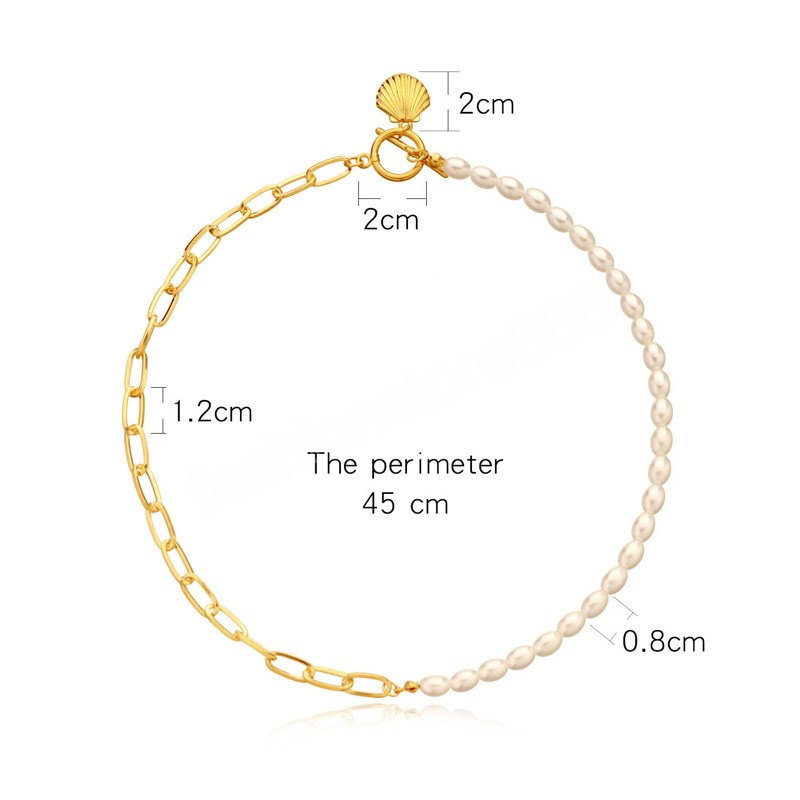 Simple Shell Pendant Necklace Casual Metal Gold Color Link Chain Simulated Pearl Beads Necklaces Women Jewelry