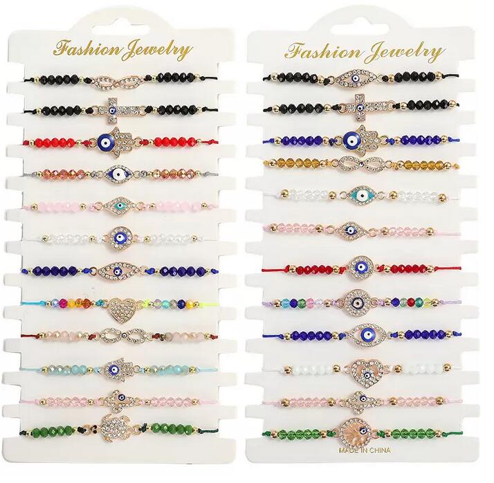 12Pcs/Set Blue Evil Eye Bracelets For Women Crystal Tree Hand Cross Heart Turtle Charm Beads Rope String Chain Adjustable Bangle Fashion Jewelry Gift
12Pcs/Set Blue Evil Eye Bracelets For Women Crystal Tree Hand Cross Heart Turtle Charm Beads Rope String Chain Adjustable Bangle Fashion Jewelry Gift