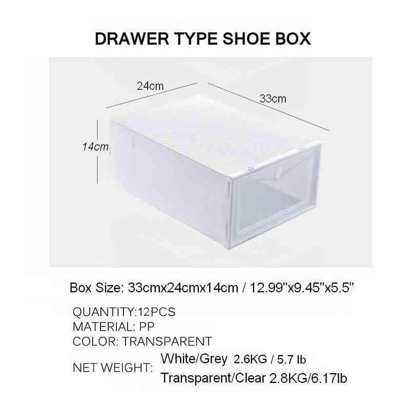 12pcs Shoe Box Set Multicolor Foldable Storage Plastic Clear Home Organizer Shoe Rack Stack Display Storage Organizer Single Box AA220326