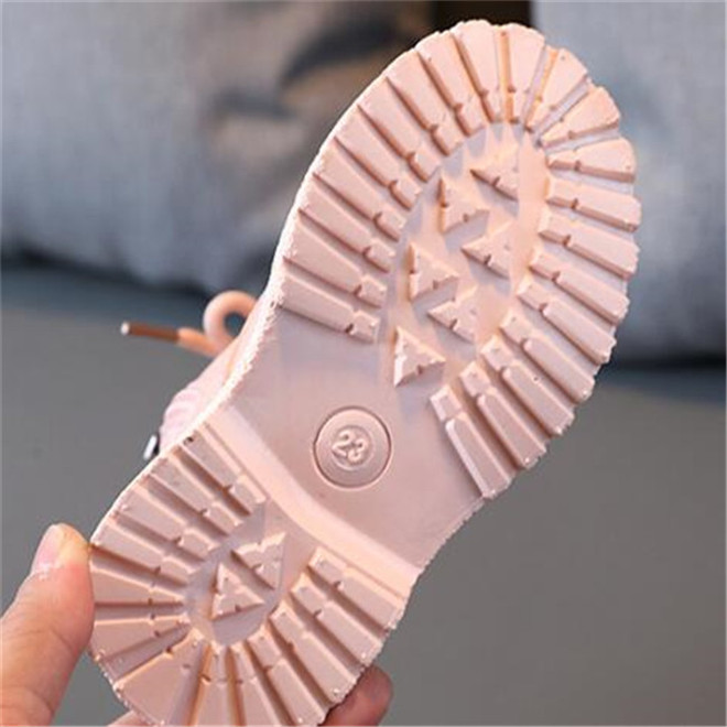 Kids Baby Martin Boots Pu Leather Winter Plus Velvet Shoes Fashion Embossed Side Zipper Children Boys Girls Snow Boots