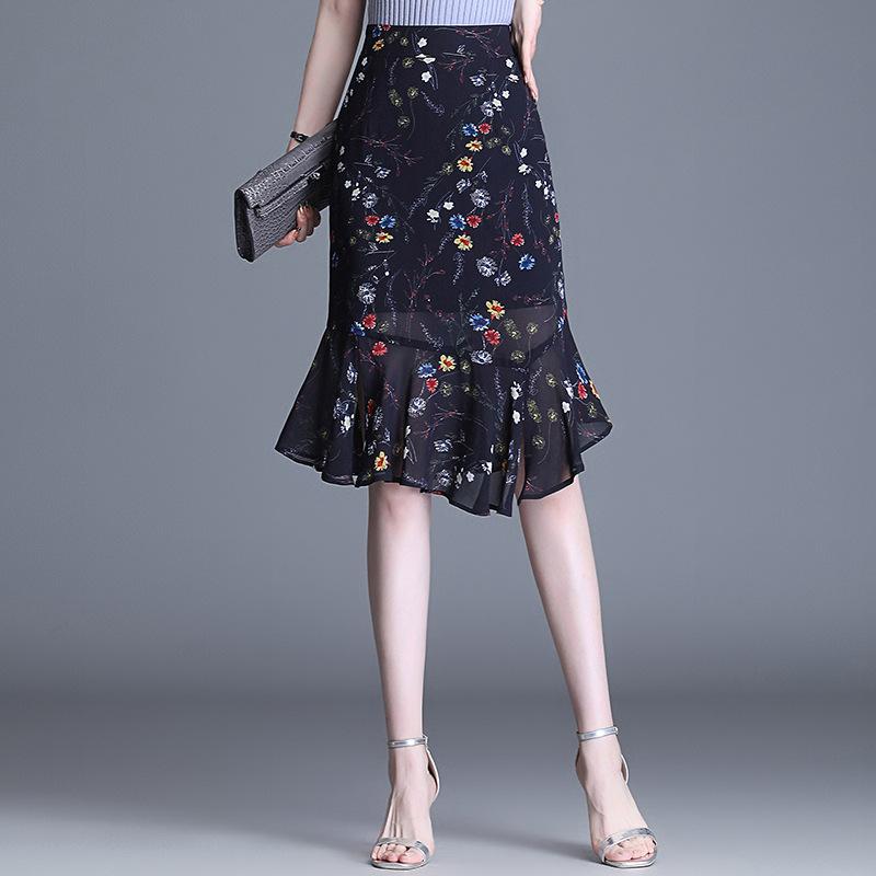 Skirts Summer Ladies Elegant Retro Ruffles Floral Fishtail Women Slim High Waist Knee-length Bodycon SkirtSkirts, Black
Skirts Summer Ladies Elegant Retro Ruffles Floral Fishtail Women Slim High Waist Knee-length Bodycon SkirtSkirts, Black