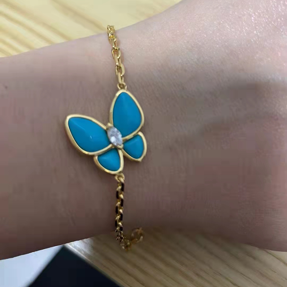 2022 New Brand Pure 925 Sterling Silver Jewelry For Women Blue Turquoise Butterfly Wedding Jewelry Set Earrings Necklace Bracelet Rings