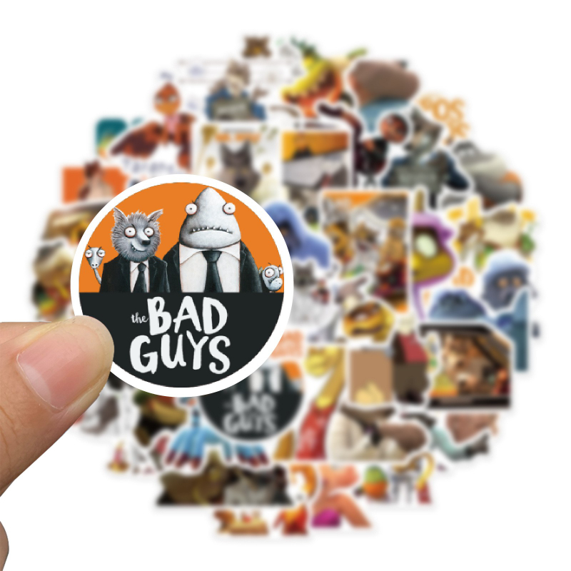 52Pcs Funny Cartoon Movie The Bad Guys Stickers For Laptop Children's Toys Cars Knapsack Skate Computers Luggage