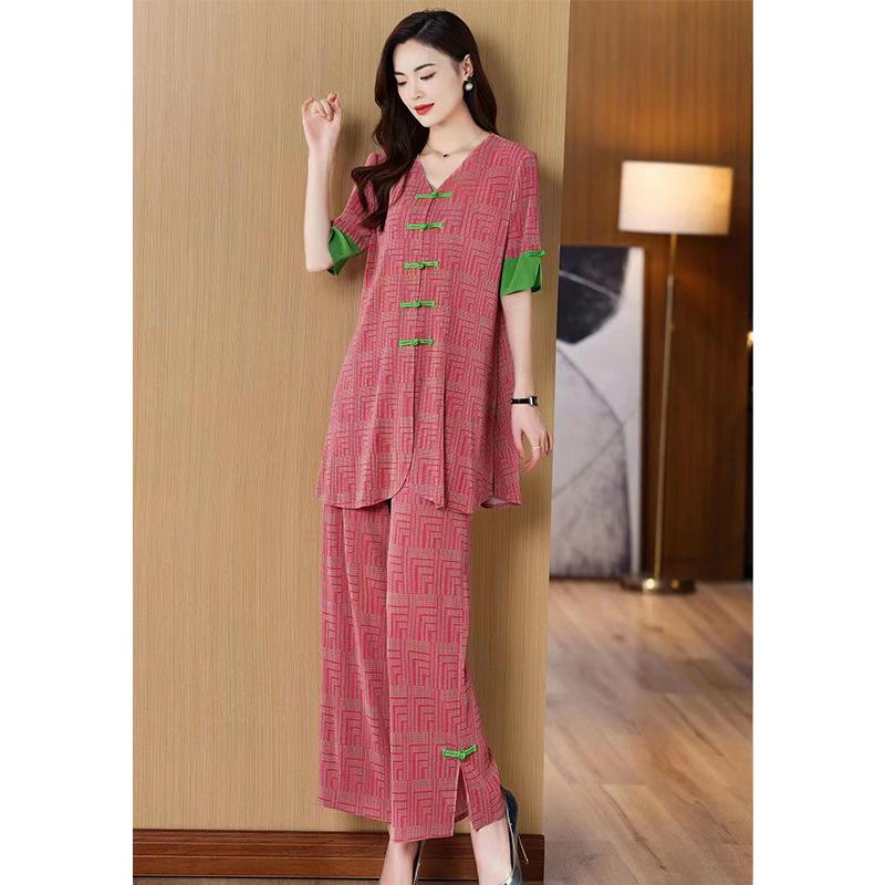Women's Two Piece Pants Vintage Suit For Women 45-75kg 2022 Fashion Hit Color Patchwork V-Neck Half Sleeves Loose Single Breasted 2 PCS Sets, Pink
Women's Two Piece Pants Vintage Suit For Women 45-75kg 2022 Fashion Hit Color Patchwork V-Neck Half Sleeves Loose Single Breasted 2 PCS Sets, Pink