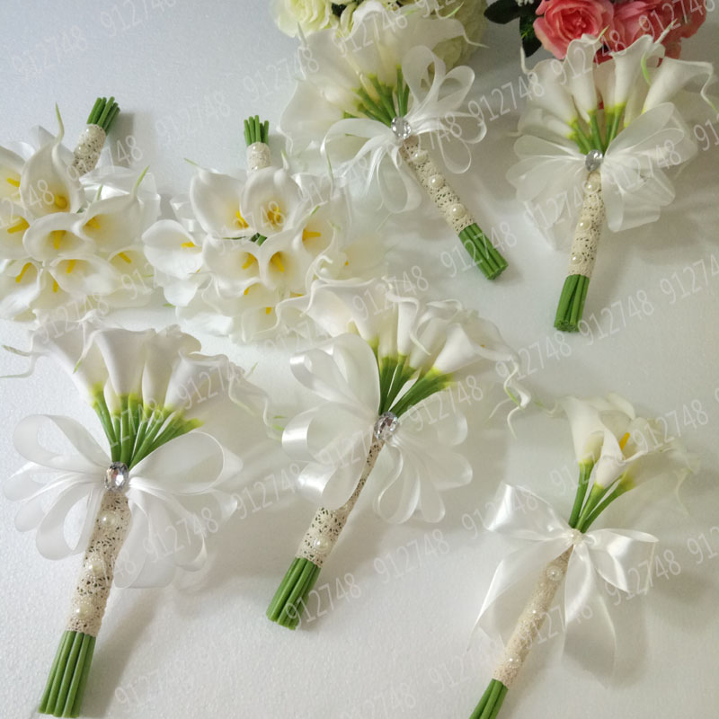 Yellow White Calla Bride Bridal Bouquet Wedding Wedding Outdoor Wedding Bride Bridesmaid Flower