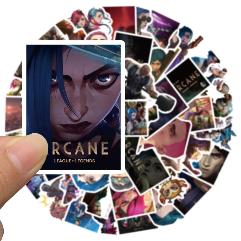 50Pcs/Lot Hot Arcane League of Legends Stickers jinx Graffiti Stickers for DIY Luggage Laptop Skateboard Motorcycle Bicycle Sticker