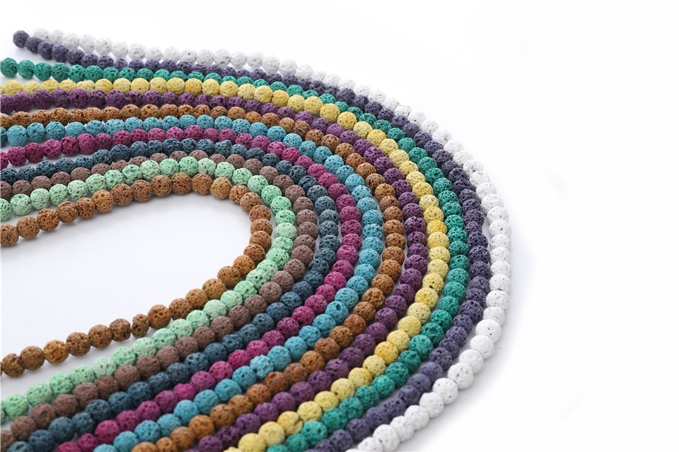 Loose 8MM Natural Rock Lava Stone Round Beads For Making Jewelry Necklace Bracelet Earrings Rings Craft Healing Raw Volcanic Gemstone Quartz Wholesale