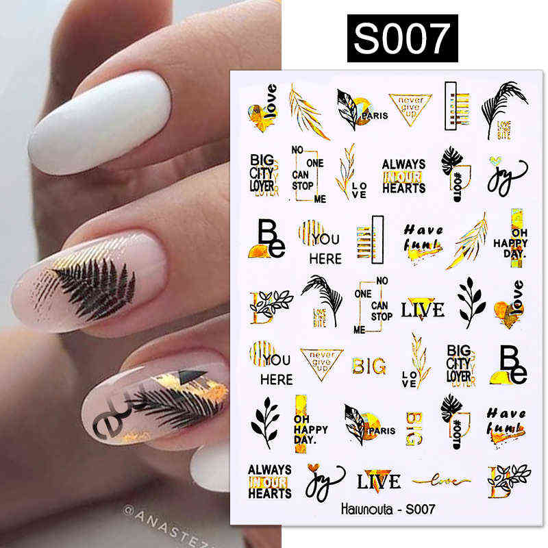 Nail Gel Toy 2022 New Gold Bronzing Slider Art 3d Decals Decoration Flower Leaves Sticker Diy Manicures Transfer Foil 0328