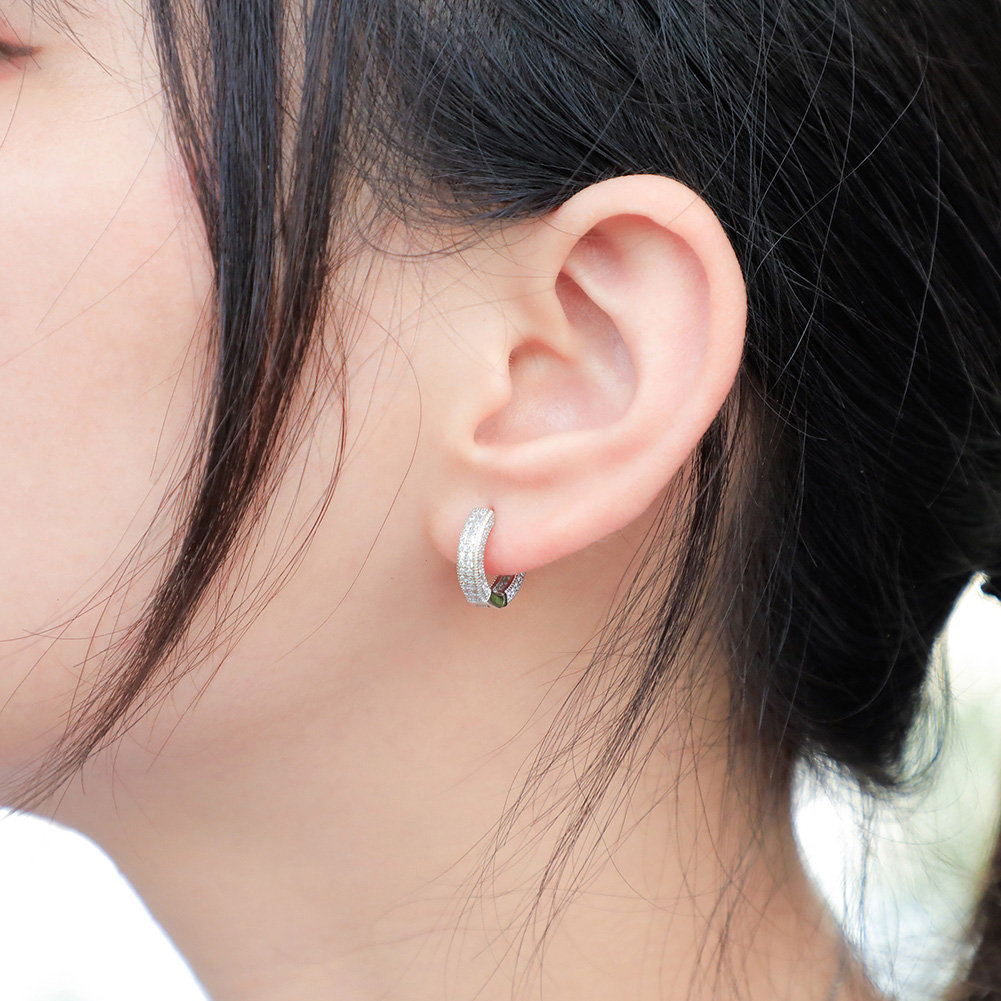 Hip Hop Shining Hoop Earrings Full White Zircon Small Dangle Earrings 18K Gold Plated Jewelry