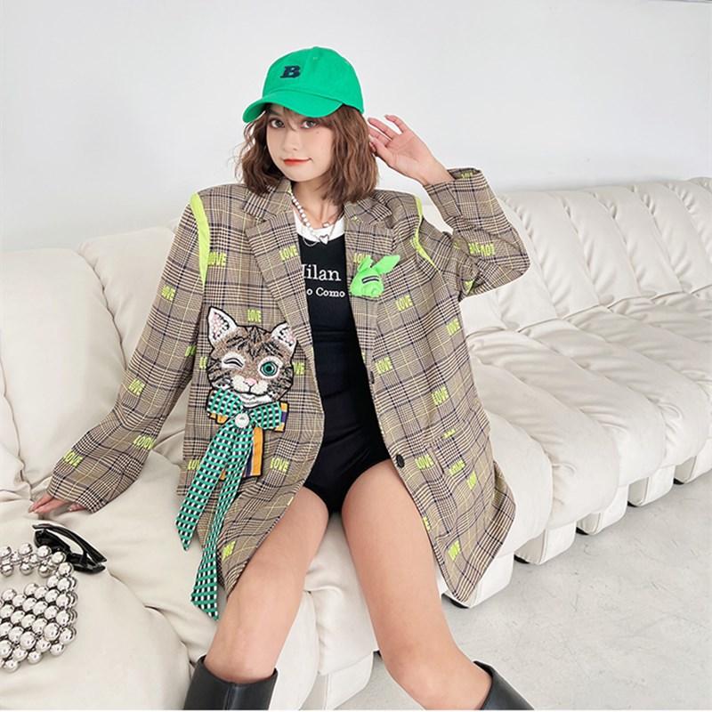 Women's Suits & Blazers Spring Autumn Plaid Blazer Women Street Wear Notched Cardigan Plus Size Pattern Patchwork Outfit Clothes, As photo
Women's Suits & Blazers Spring Autumn Plaid Blazer Women Street Wear Notched Cardigan Plus Size Pattern Patchwork Outfit Clothes, As photo