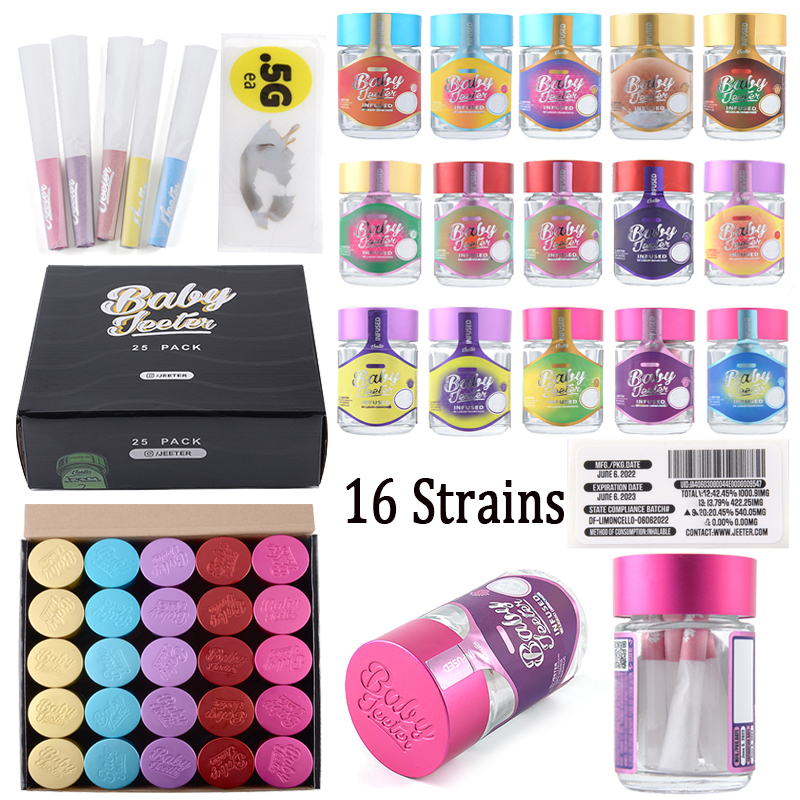 In Stock Baby Jeeter Pre Rolls 2.5g Glass Jar Cigarettes Storage 16 Strains Wax Concentrate Container Tobacco Dry Herb Bottle With Stickers
In Stock Baby Jeeter Pre Rolls 2.5g Glass Jar Cigarettes Storage 16 Strains Wax Concentrate Container Tobacco Dry Herb Bottle With Stickers