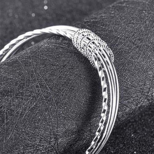 New Hot Special 925 Silver Fine Three Circles Bangle For Women Fashion Party Wedding Jewelry Christmas Gifts
