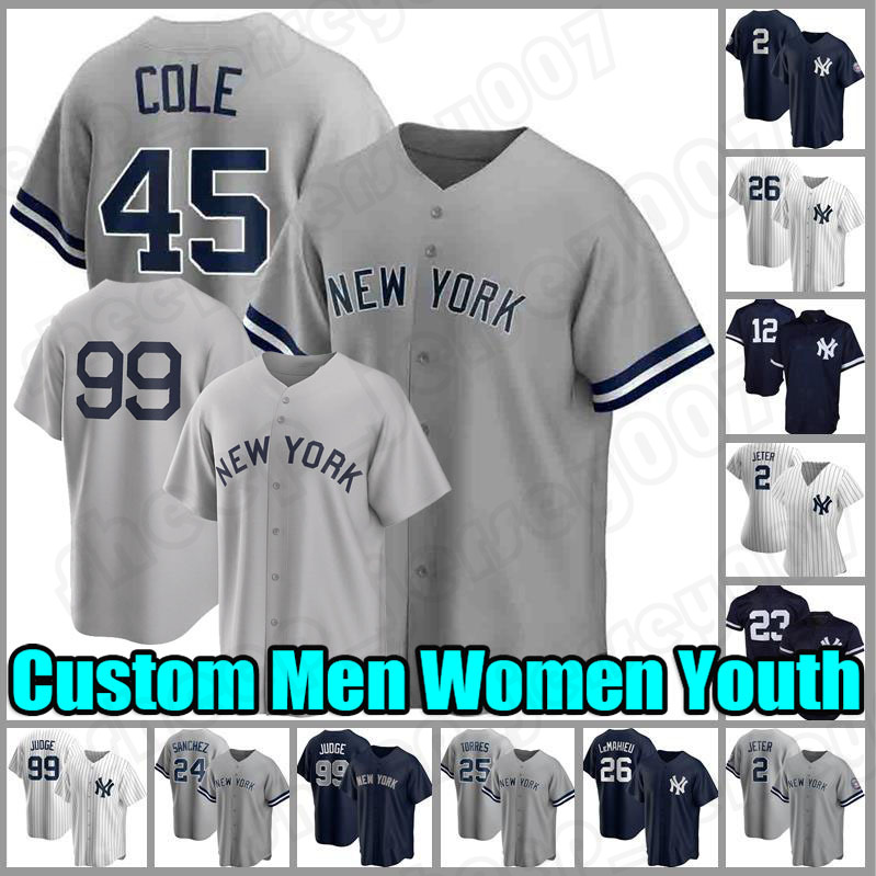 New 99 Aaron Judge 45 Gerrit Cole Baseball Jersey Anthony Rizzo Yankees''Derek Jeter Giancarlo Stanton Joey Gallo DJ LeMahieu Josh Donaldson York Gleyber Torres, Custom women(y j)
