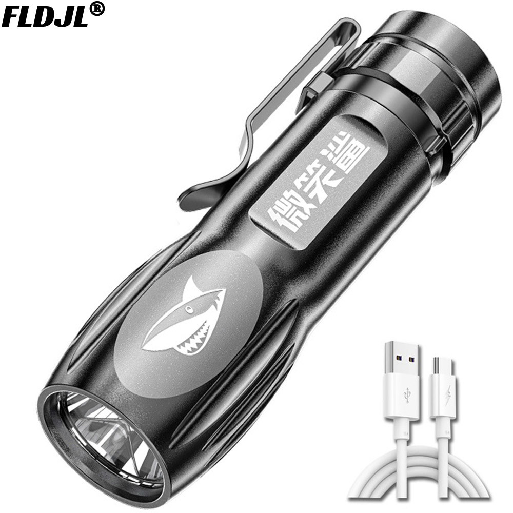 Mini Torch High Power LED Flashlight USB Rechargeable Fixed Focus Flash Lamp Portable Camping Waterproof Flashlight Lighting