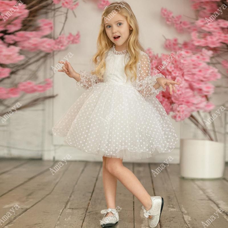 Girl's Dresses Amaya Ivory Polk Dot Tulle Flower Girl Dress For Wedding Party Long Sleeves First Communion Kids Prom Ball Pageant Gown Birth, Black
Girl's Dresses Amaya Ivory Polk Dot Tulle Flower Girl Dress For Wedding Party Long Sleeves First Communion Kids Prom Ball Pageant Gown Birth, Black